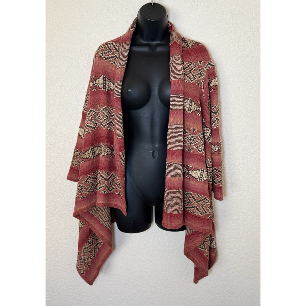 Lauren Ralph Lauren Southwestern Shawl Cardigan S/M Cotton Linen Silk Boho - Picture 3 of 12